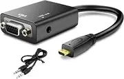 EZONEDEAL Micro HDMI to VGA Adapter with HD Audio Output Cable Conversion HDMI VGA Converter Cable for PC DVD for Xbox 360 PS3 Computer Tablets