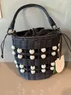 KATE SPADE Target Black Pearl Embellished Basket Bucket Bag