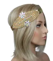 1920s Headband White Feather The Great Gatsby Flapper Headpiece