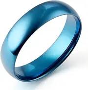 [Gemini] Women Dome Blue Anniversary Promise Wedding Titanium Ring width 4mm 6mm Valentine Day Gift