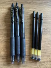 Pilot G-2 0.7mm Medium Gel Ink Retractable Rollerball Black( 3 PENS + 3 REFILLS)