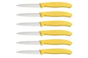 6x Victorinox 8cm Wavy Edge Pointed Tip Paring Knife Serrated Cheese/Bread YLLW