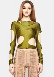 Olive Enter The Void Cut-Out Top