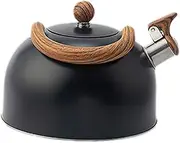 CONGARTENO Chirping Kettle Teapot Toasters Coffee Kettles Whistling Tea Kettle Control Front Wire Mesh Basket Tea Light Holders Electric Stove Top Griddle Saucepan 430 Stainless Steel Black