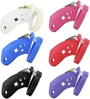SAHOOSAFETY Silicone Chastity Cage Cock Cage Comes With 5 Different Sized Rings Sm Male Chastity Device Bondage For Male(Blau)