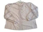 NEW NWT size LARGE "CLOSED" light purple blouse SHEER. BOHO. PEASANT SLEEVES.