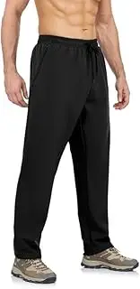 [BondiTrekk] Elastic and Water-Repellent Men's Hiking Trousers, Lined Fleece Trousers with 3 Zip Pockets, Black, M