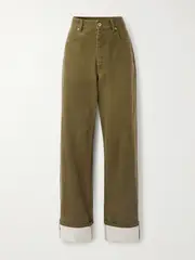 [Bottega Veneta] Bottega Veneta - Appliquéd High-rise Wide-leg Jeans - Army green - IT38 IT 38 Green