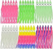Fishing Squid Skirts Octopus Lures, Glow Soft Plastic Fishing Bait Trolling Lure Saltwater for Bass Salmon Trout Multicolored 7cm 9cm 11cm