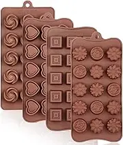 La chat 4 Packs Silicone Molds for Chocolate, Food Grade no-Stick Baking, Candy and Butter Mold with Different Shape