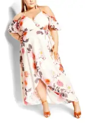 CITY CHIC Bashful Maxi Dress in Ivory Plus Size Medium/18 NWT [RRP $179.95]