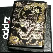 Zippo Phoenix Black Gold 2 Consecutive Sides Etching Beautiful Lighter