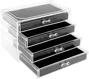RdjEokf Rock Display Case, Rock Collection Box, Clear Crystals Display Case , Durable Rock Storage Case, Rock Collections Storage, for Gemstone Fossil Crystal Stone Collectibles (4 Tiers)