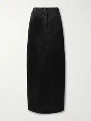 [KHAITE] KHAITE - Lucian Pleated Silk-organza Maxi Skirt - Black - US12 US 12 Black