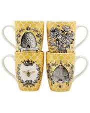 Certified International French Bees Set of 4 Mugs