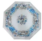 12" Marble side Top semi precious stone Inlay Handmade Work table home Decor