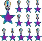 Framendino, 12 Pack Rainbow Star Zipper Pulls #5 Replacement for Coats Jackets Pants