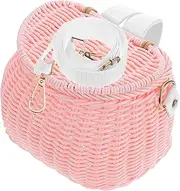 KOMBIUDA Bicycle Basket E-Bike Accessories Bicycle Accessories Scooter Basket for Bike Bike Accessories Bike Basket Wicker Basket Baskets Bike Basket with Lid Rattan Pink