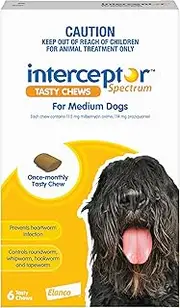 Interceptor Spectrum Heartworm & Worms for Dogs 11 - 22kg - 6 Pack