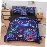 6 pcs Boys Queen Comforter Set, Boys Bed in a Bag Queen Queen-6pcs Gamepad 13