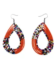African Kenyan Hand-Crafted Ethnic Jewelry Colorful Masai Glass Beaded Earrings