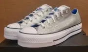 Converse Women's CTAS Lift Ox - Hybrid Shine 10.5 Silver/Blue/White 571674C