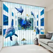3D Dolphin 537 Blockout Photo Curtain Printing Curtains Drapes Fabric Window AU