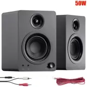 Pair 50W Active Powered Computer Speakers Wired Desktop PC Laptop 3.5mm AUX RCA