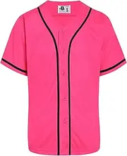 [D DEHANER] DEHANER Plain Blank Baseball Jerseys for Men Women Adult Hip Hop Hipster Button Down Shirts Sports Uniforms Outfits