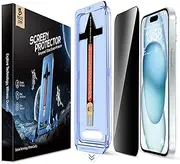 MAGIC JOHN 2 Pack for iPhone 15 6.1 inch Privacy Tempered Glass Screen Protector, Auto Dust-Elimination, Bubble Free, HD Clear, Easy Installation