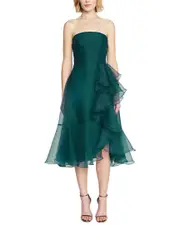 Theia Rachel Strapless Draped Dress