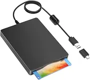 Floppy Disk Reader,External Floppy Drive, 3.5" USB &Type C Floppy Disk Reader Portable 1.44 MB FDD for PC, Laptop and Desktop Compatible with Windows 2000/XP/Vista/7/8/10/11
