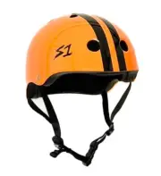 S1 Lifer Certified Gloss Bright Orange Black Stripes Skateboard Helmet