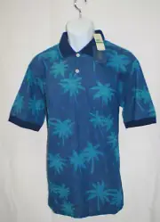 Tommy Bahama Men's Throne Blue Palm Tree Polo Collared SS Shirt Size L | NEW