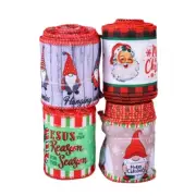 Fabric Ribbon Embellishment with Christmas Pattern for Seasonal Home Decoration