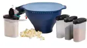 TUPPERWARE WOW POP MICROWAVE POPCORN MAKER + 4 LARGE SPICE SHAKERS MOVIE NIGHT