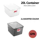 6x Assorted Colour Crystal Sort Container Food Home Fridge Storage Organiser