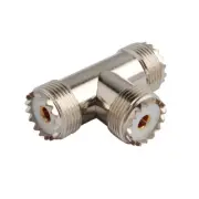 2 x VHF UHF SO-239 Jack Female to Female to Female Tee Coaxial Connector Adapter