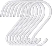 HiGift 8 Pack 6 inch White S Hooks for Hanging, Large Vinyl 8 Pack,