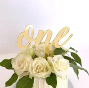 Acrylic Gold One Script Birthday Cake Topper