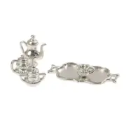5pcs/Set 1:12 Dollhouse Miniature Metal Kitchen Tea Set Pot Flagon Plate Mode`ju