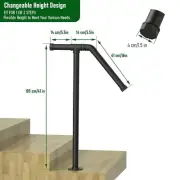 Metal Handrail Single Post Handrail Iron Handrail for 1-2 Step Stairs Railing