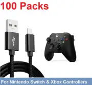 Lot 100 x 1M/3FT Data Sync Charging Cable For Nintendo Switch & Xbox Controllers