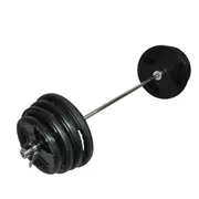 Total 149kg - 150cm Olympic Barbell Bar Weight Set - Rubber Coated Weight Plate