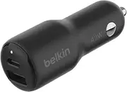 Belkin BoostCharge Dual Car Charger 42W w/Fast Charge USB-C 30W PPS & 12W USB-A Ports for Apple iPhone 15, 15 Pro, 15 Pro Max, iPhone 14 Series, iPhone 13 Series, Samsung Galaxy S23 and More - Blac