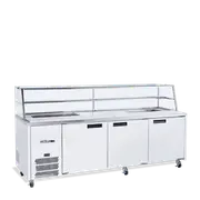 Williams Jade Sandwich - Three Door White Colorbond Prep Counter Refrigerator With Blown Air Well - Salad Bar Fridges (HJ3SCBA-WR) - HJ3SCBA-WR