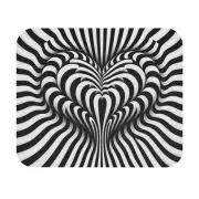 Mouse Pad (Rectangle) Heart Optical Illusion in Black and White Design 9, Gift