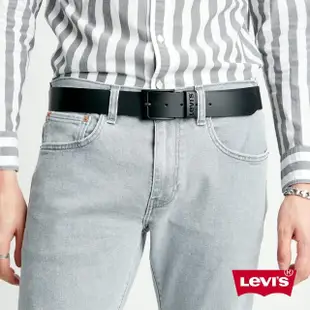 【LEVIS 官方旗艦】男款 真皮皮帶 / 簡約金屬釦頭 X 精工鐫刻Logo 黑 人氣新品 38016-0034