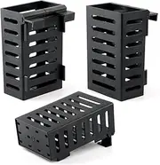 AIMALL 2 Sets Aquarium Plant Rack with Hooks and Suction Cups, 2 Tier Hydroponic Plant Holder, Plastic Hollow Storage Basket, 5.1 x 3.2 x 2 inches, Multipurpose Kitchen Organizer