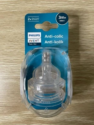 AVENT Anti-Colic Teat 3m+ Medium Flow Leak-Free Design Brand New